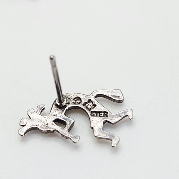 Vintage Native American Signed Kokopelli 925 Sterling Small Dainty Stud Earrings - Picture 4 of 4